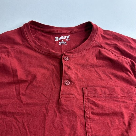 Duluth Trading Henley Relaxed Fit Long Tail Mens Size Large Long SLeeve Red - Picture 5 of 9